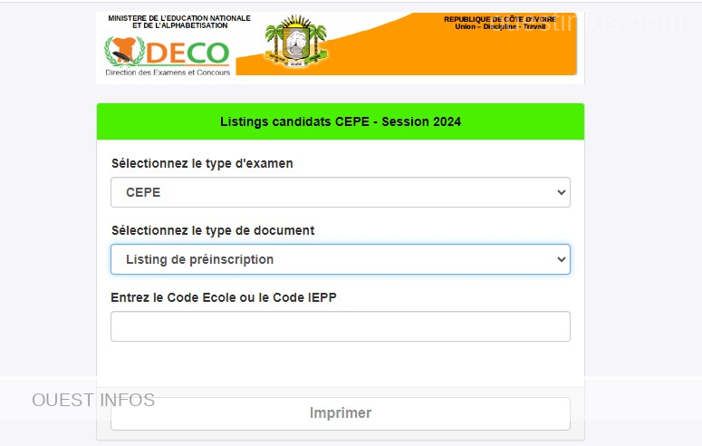 Les fiches dEPS et listings du CEPE 2024 CI sont disponibles